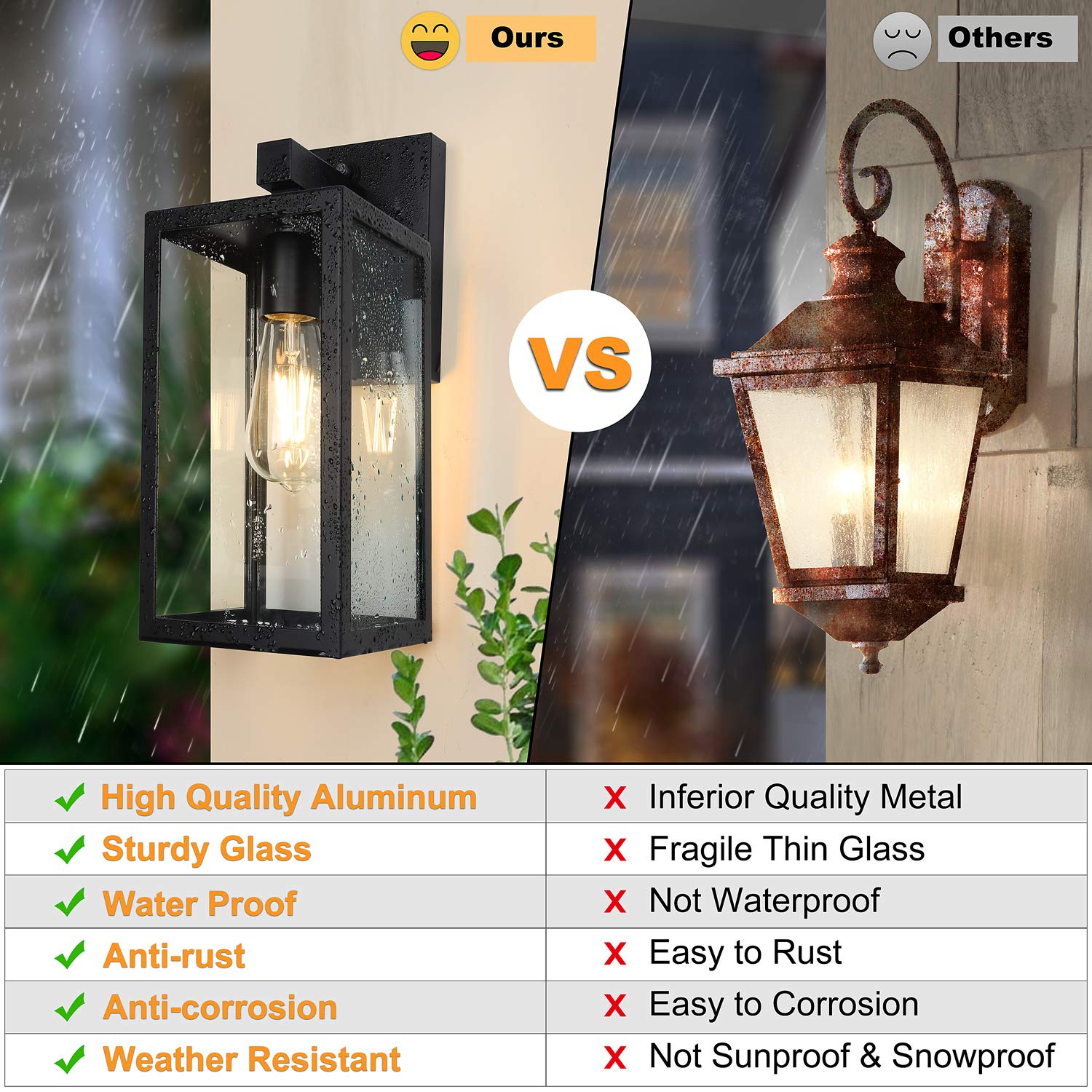 SHINE HAI dusk-to-dawn lantern E26 socket detail showing bulb compatibility.