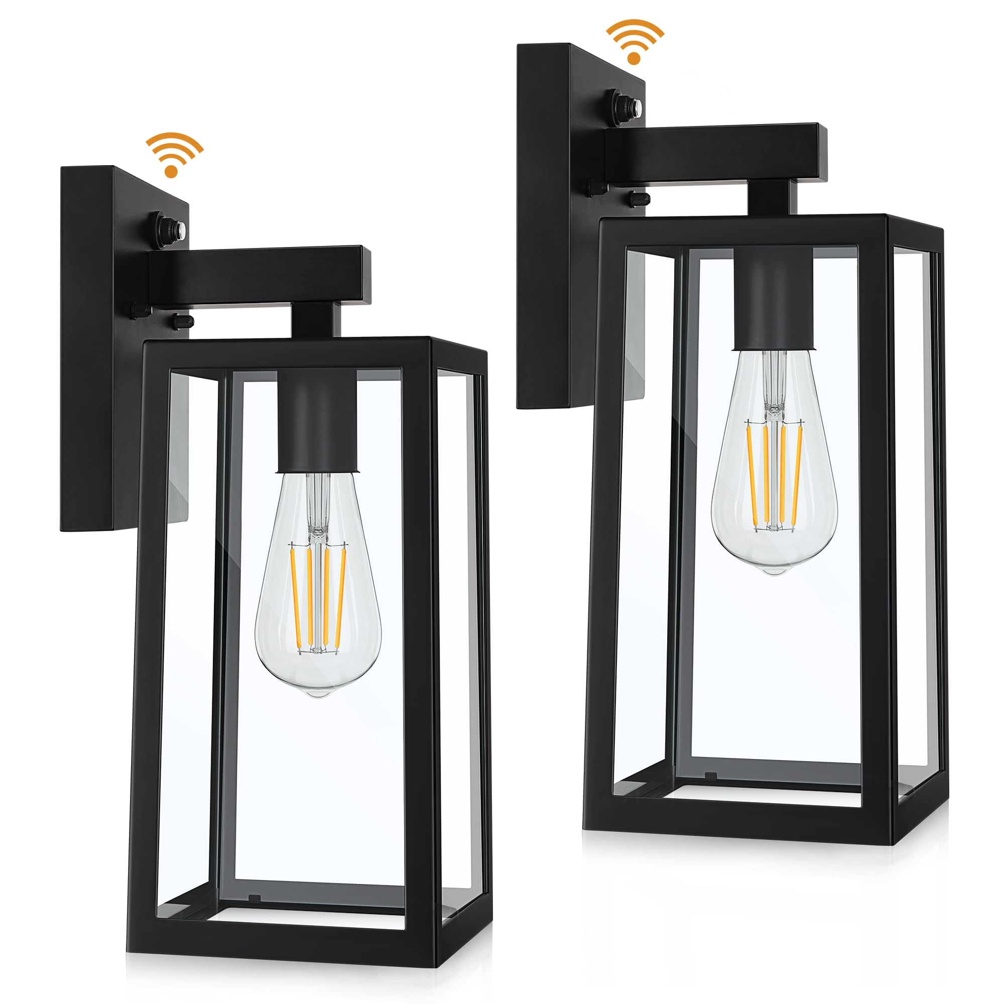 SHINE HAI dusk-to-dawn lantern front porch view demonstrating weatherproof finish.