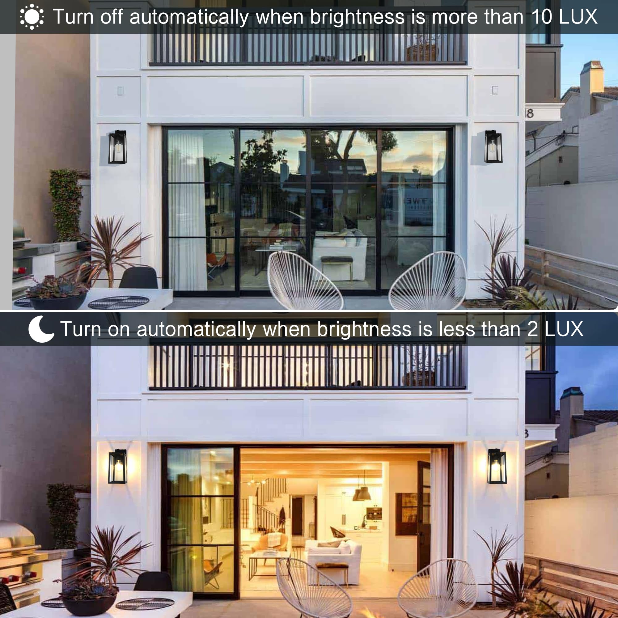 SHINE HAI dusk-to-dawn lantern glass close-up highlighting durable tempered glass.