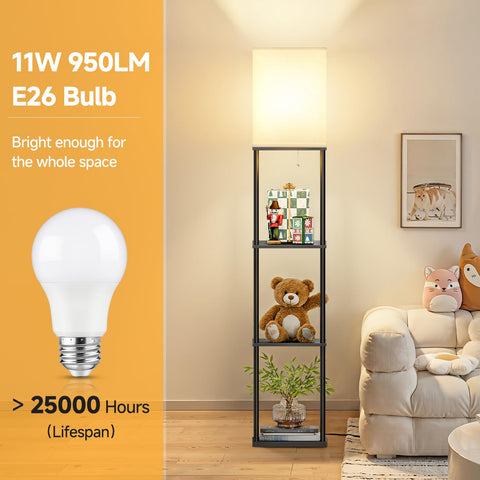 SHINE HAI floor lamp shelves top view showcases practical display area and cable management.