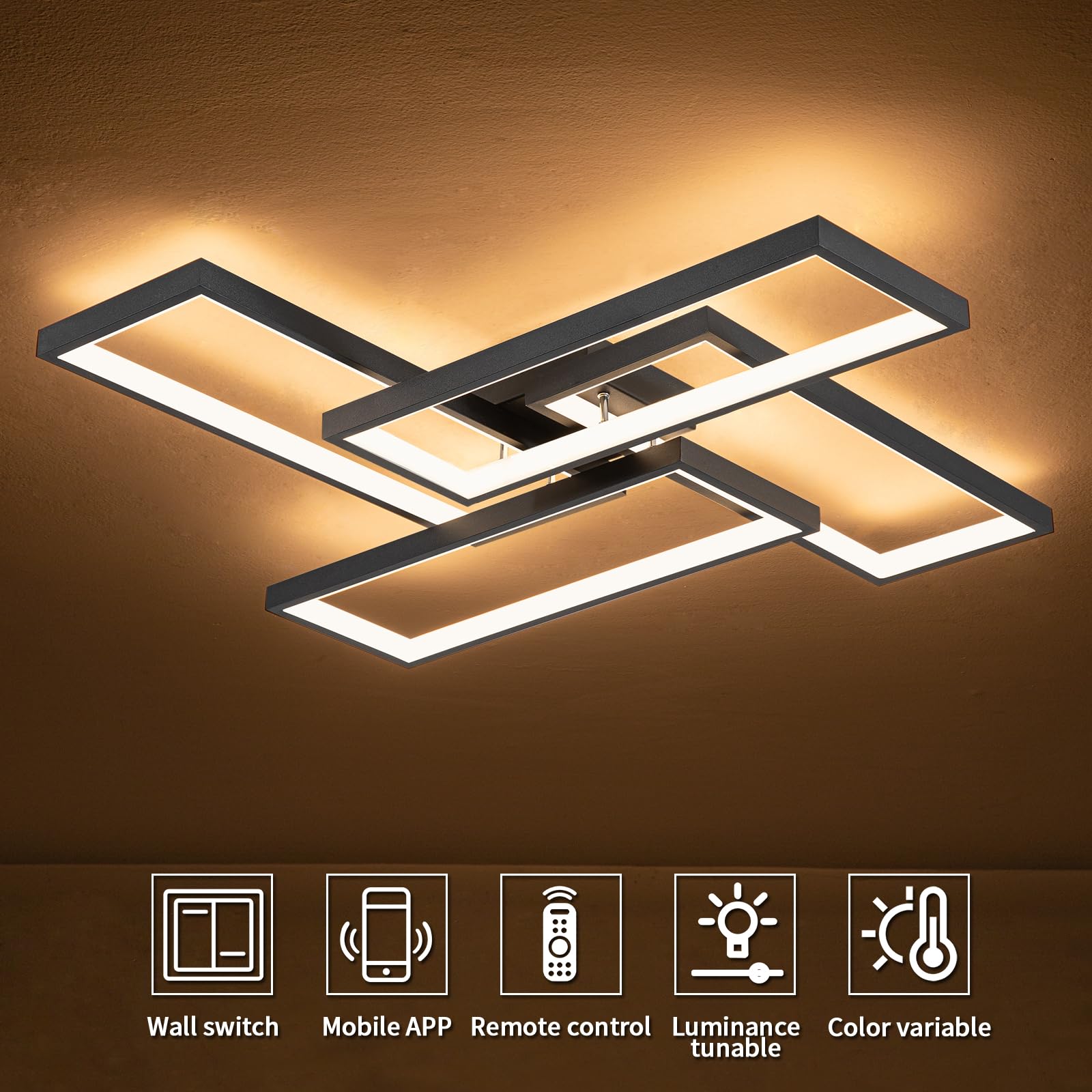 Shine LUEST 26-inch square ceiling light delivers even brightness throughout rooms