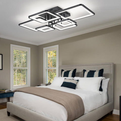 Shine LUEST 6-ring fixture blends into bedrooms, foyers, and stairwells for stylish lighting.