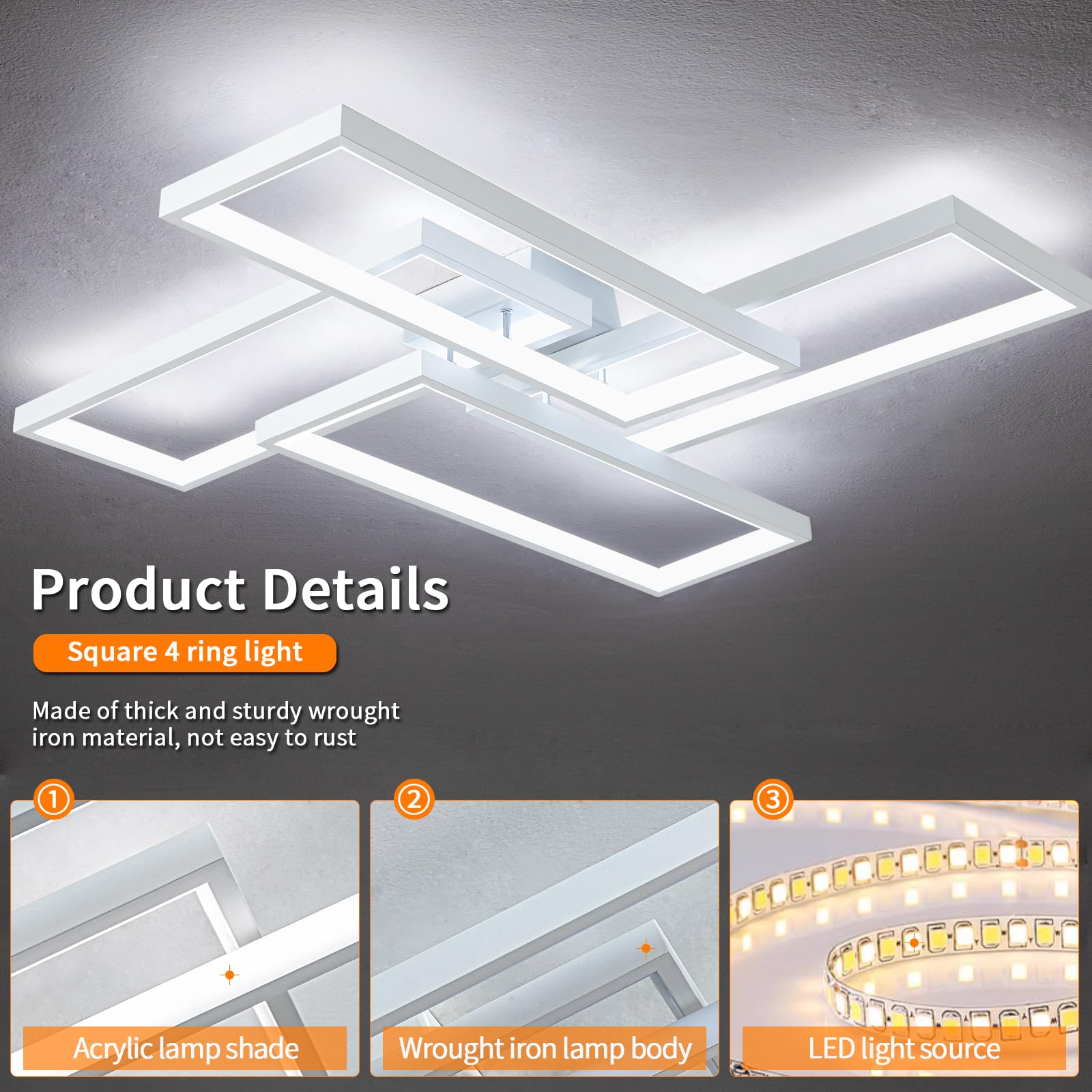 Shine LUEST 48W kitchen ceiling light provides bright task lighting.