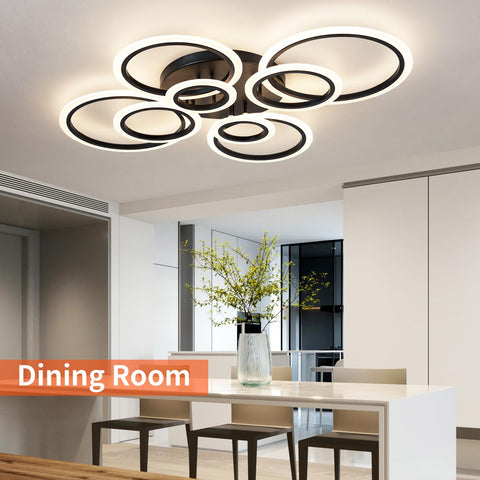 Shine LUEST matte black ceiling fixture with a low-profile pedestal for modern spaces.