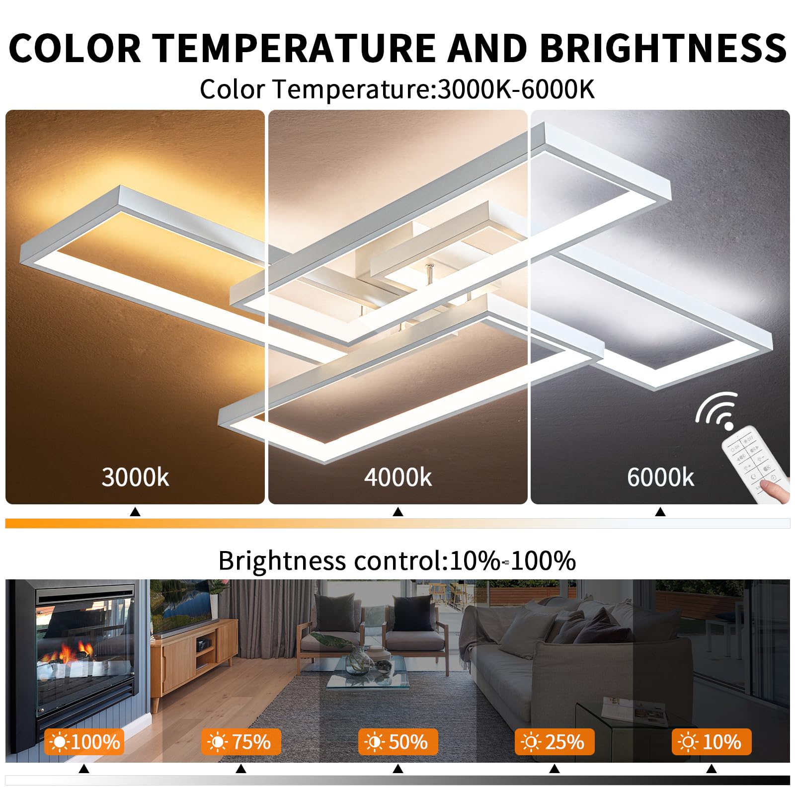 Shine LUEST square design ceiling light adds contemporary room style.