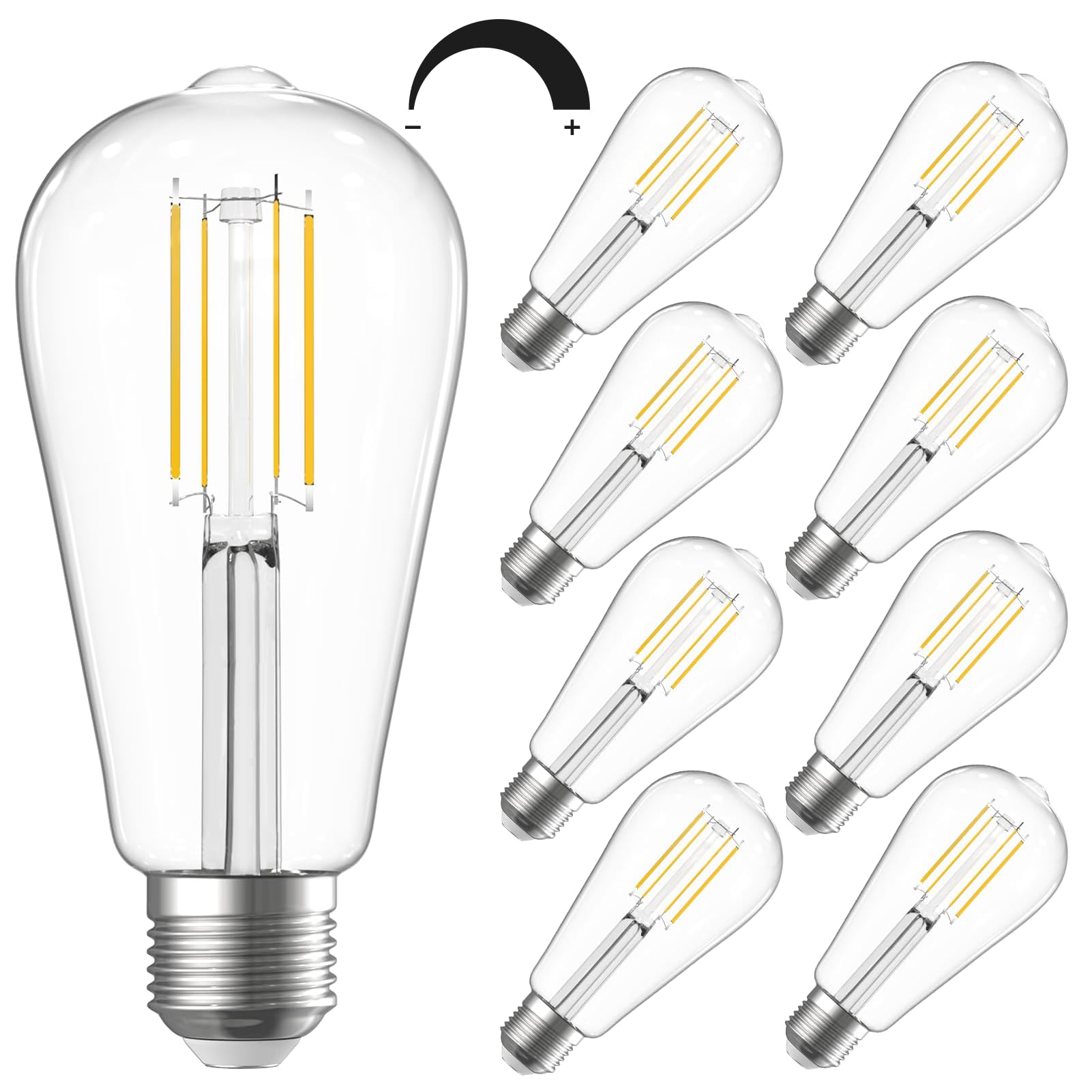 SHINESTAR 8-pack vintage LED Edison bulbs for 60W-equivalent brightness