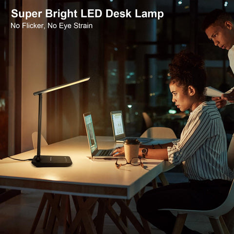 Shinelife desk lamp USB port powers your phone while you work.