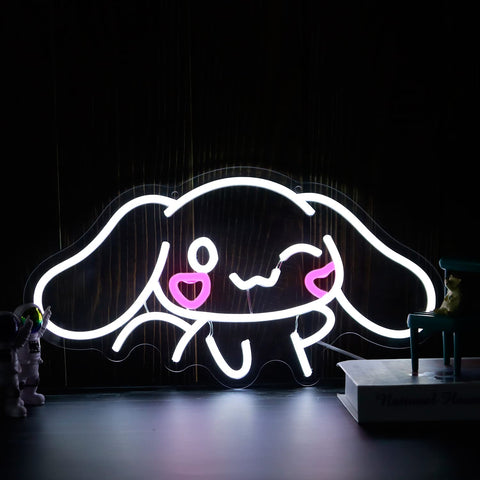 SHINEMYWAY Cinnamoroll neon sign bedroom decor with dimmable brightness for flexible ambiance.