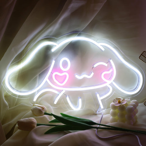 SHINEMYWAY Cinnamoroll neon sign USB powered adds vibrant color to kids' rooms.