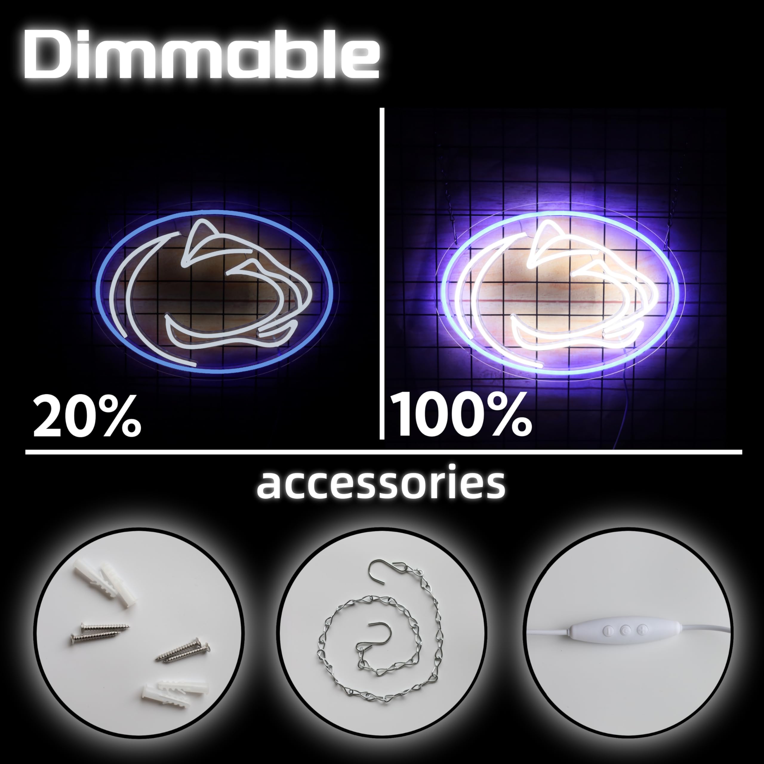 SHINEMYWAY Pen State neon sign, dimmable LED for mood lighting