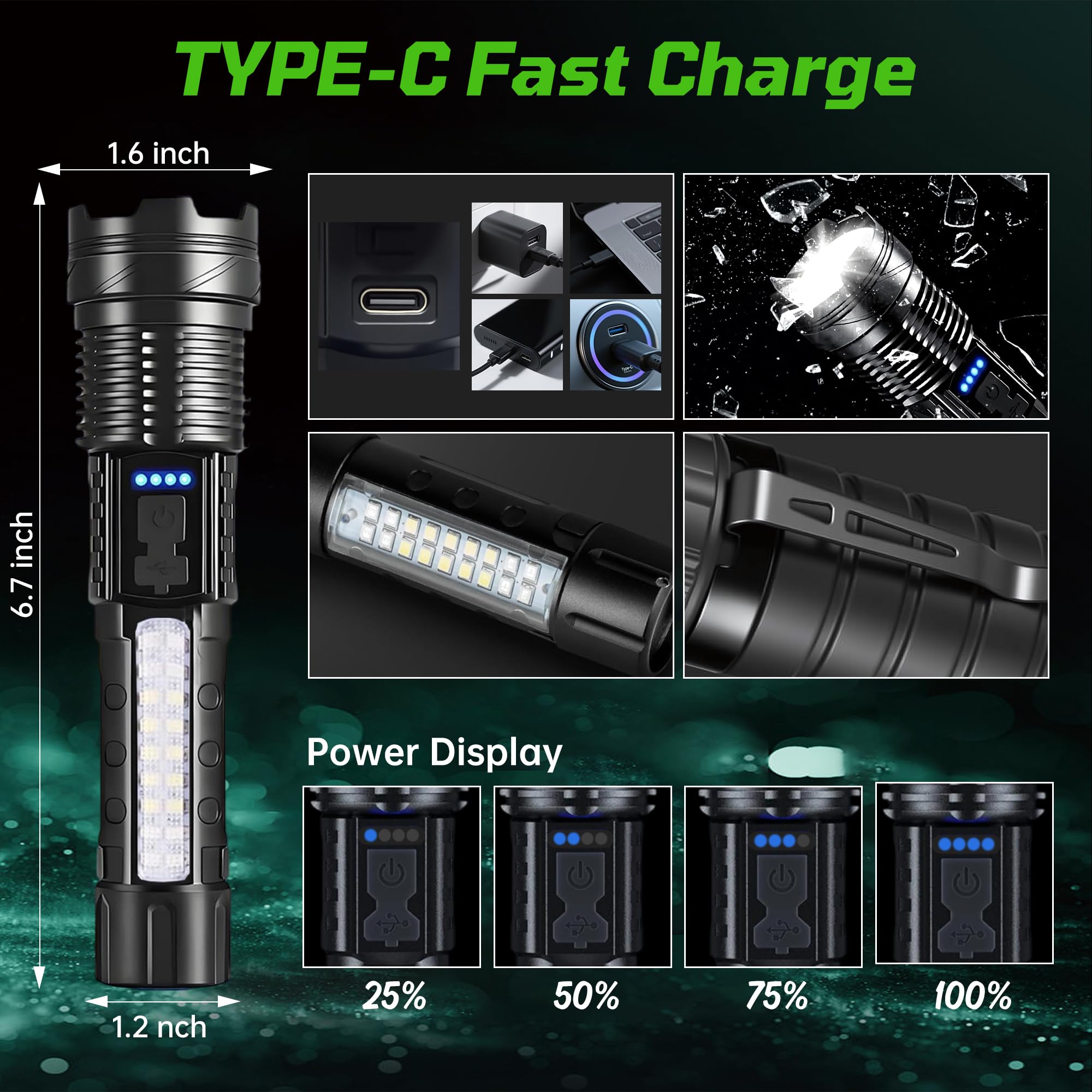 ShineRover USB-C recharge indicator display showing battery status at a glance.