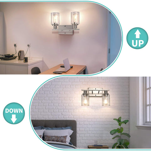 ShineTech brushed-nickel vanity light supports quick, easy mounting.