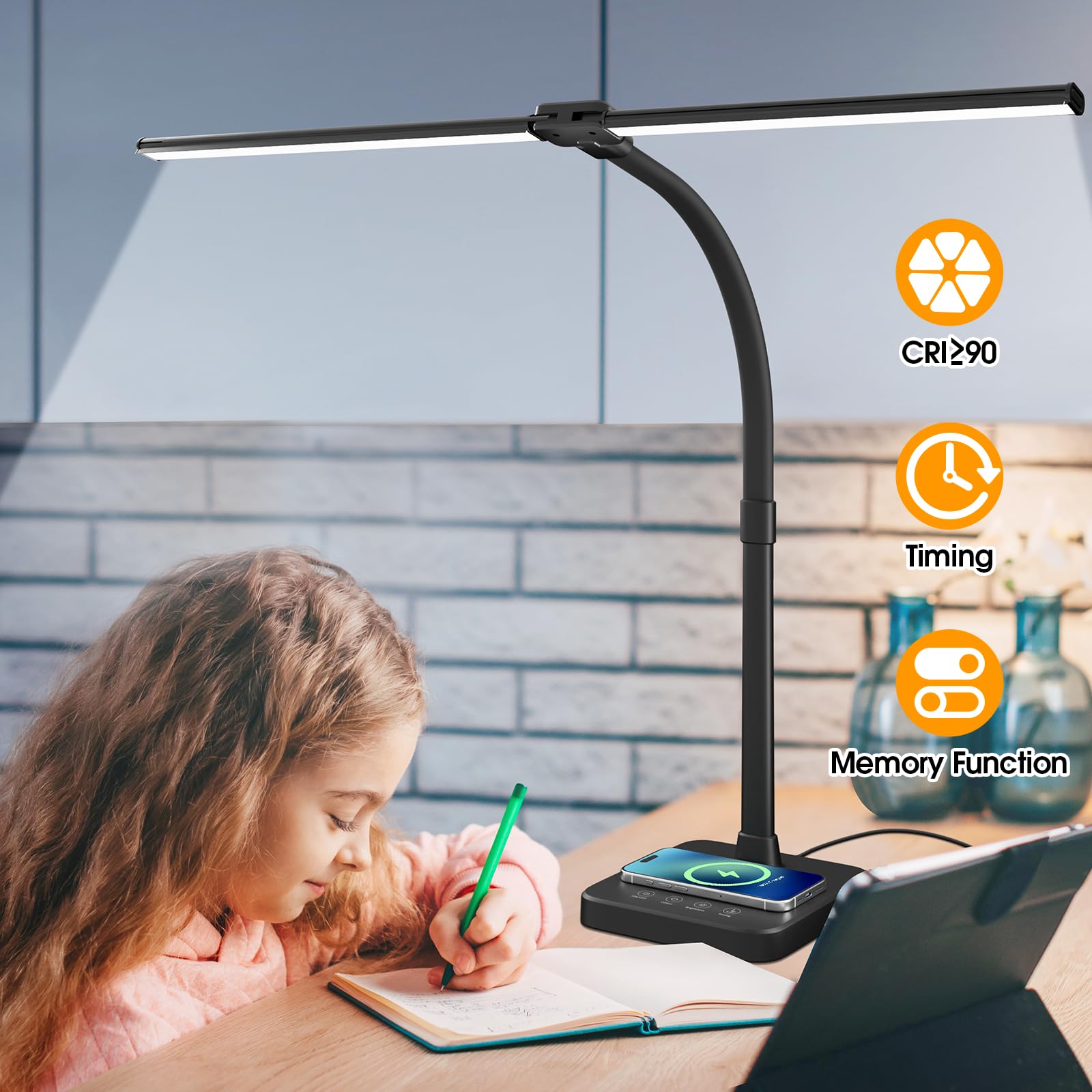 ShineTech LED desk lamp ideal for reading, studying and crafts.