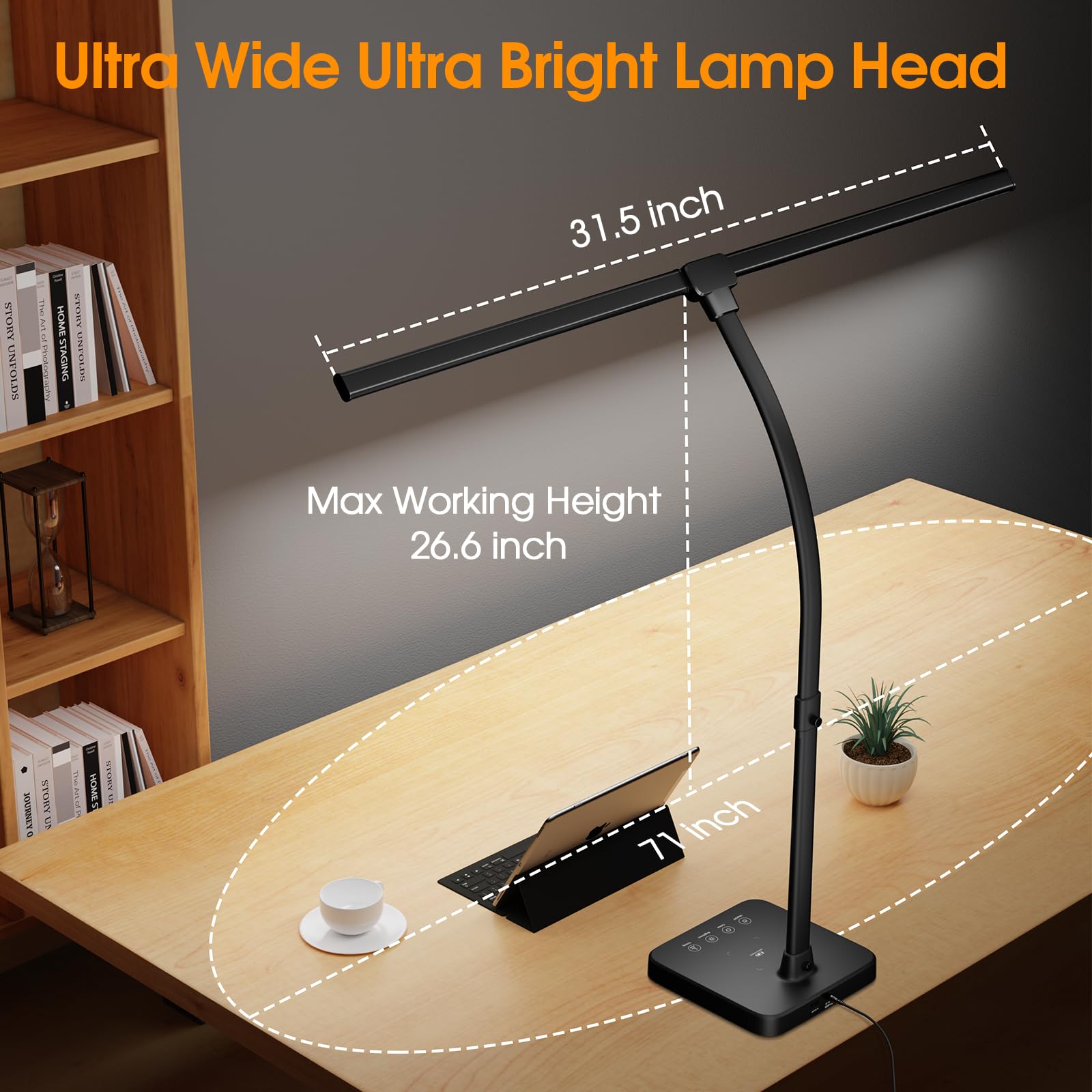 ShineTech LED desk lamp memory function recalls last light settings.