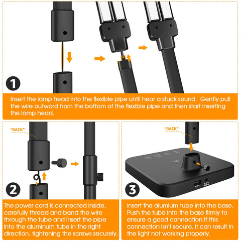 ShineTech LED desk lamp USB port keeps a second device ready.