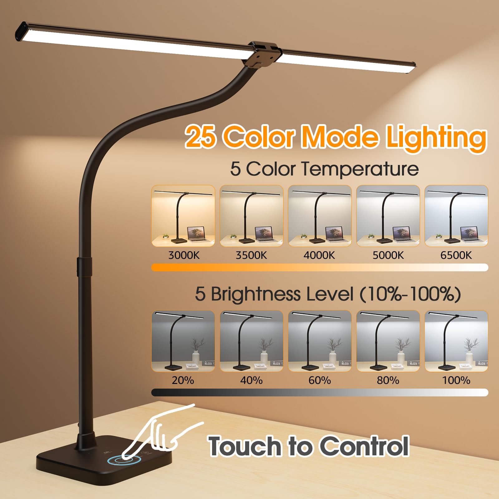ShineTech LED desk lamp wireless charging pad powers devices while you work.