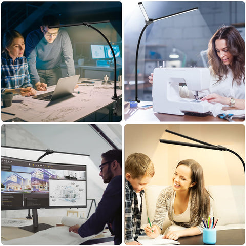 ShineTech LED desk light with long bar provides broad illumination