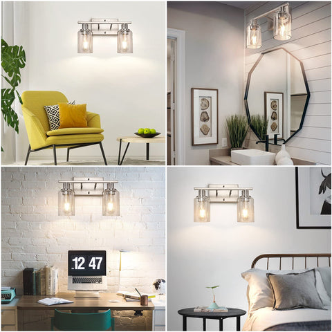 ShineTech modern vanity fixture in brushed nickel complements contemporary decor.