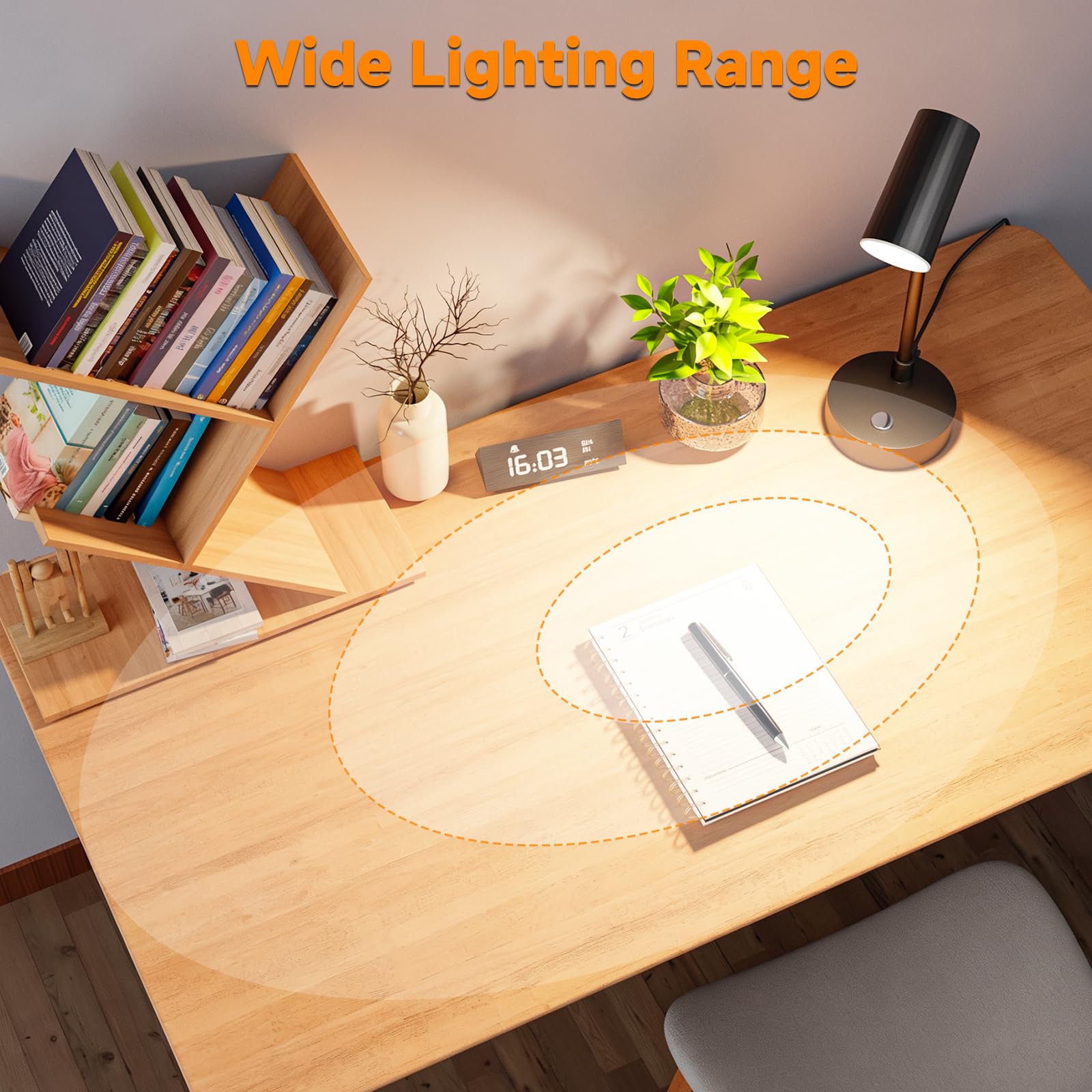 ShineTech tilting head 35-45 degrees for directed light