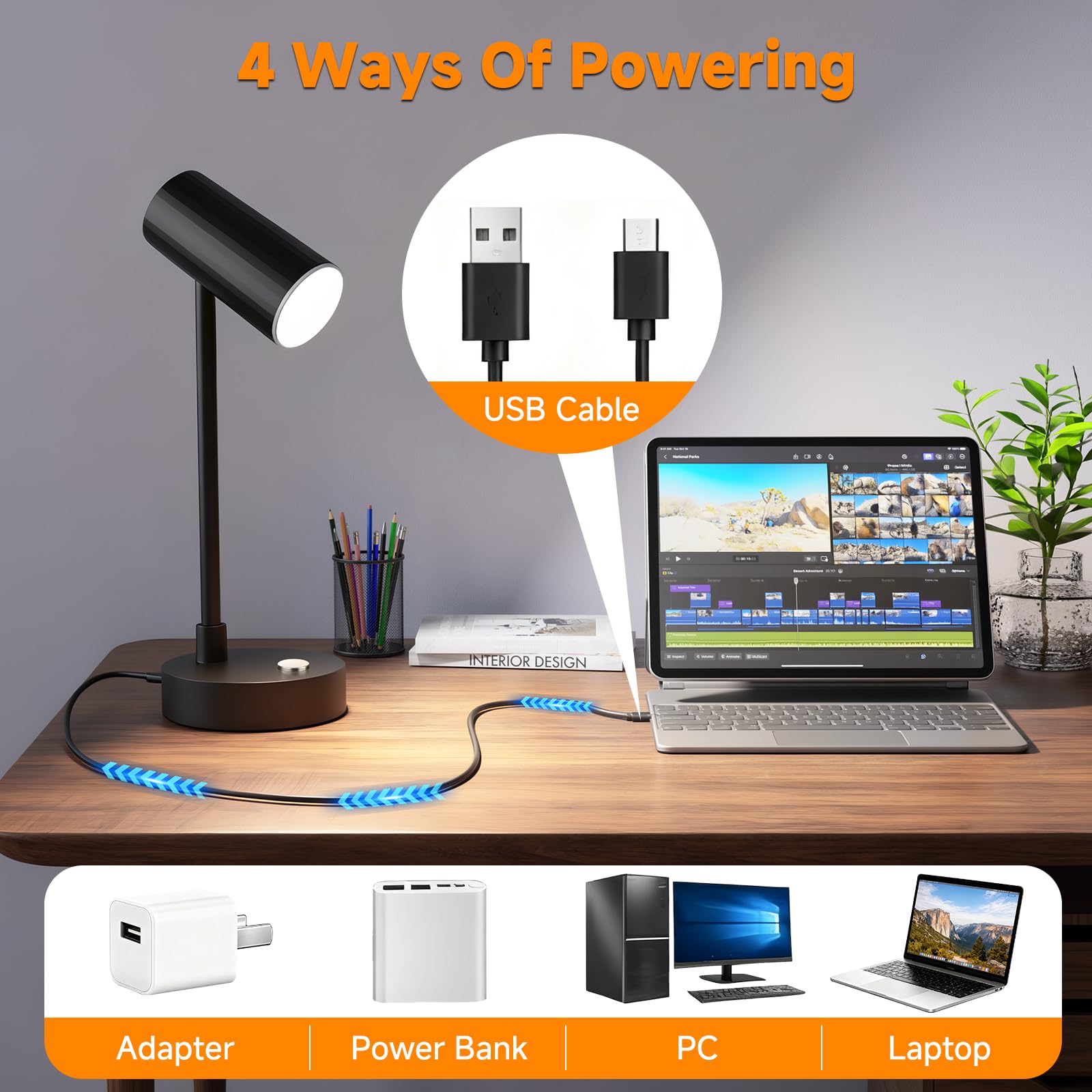 ShineTech lamp with USB power and memory function