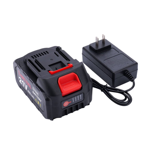 SHINTYOOL 21V battery with LED indicator showing charge level for easy planning.