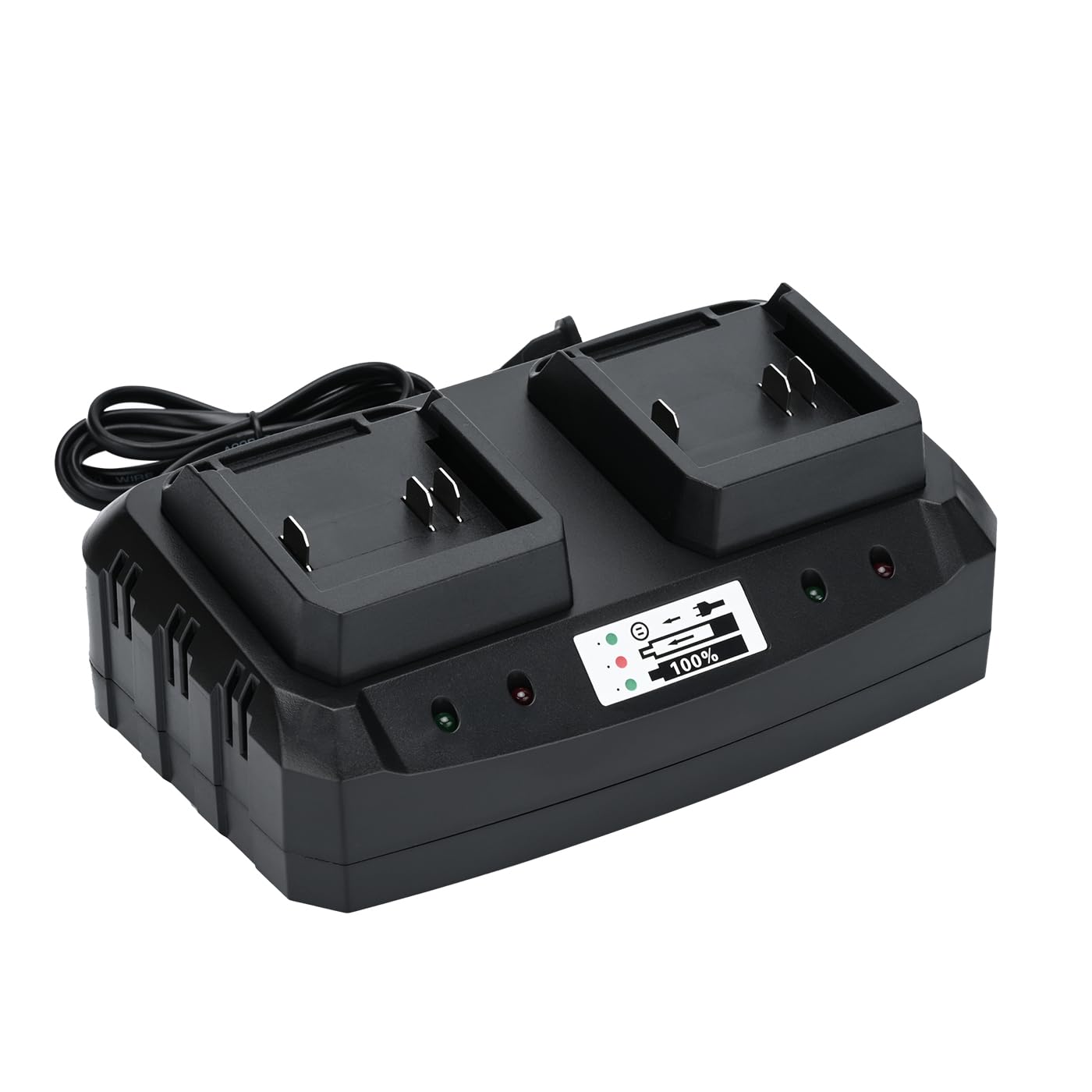 SHINTYOOL 21V dual-port charger front view with dual charging indicators
