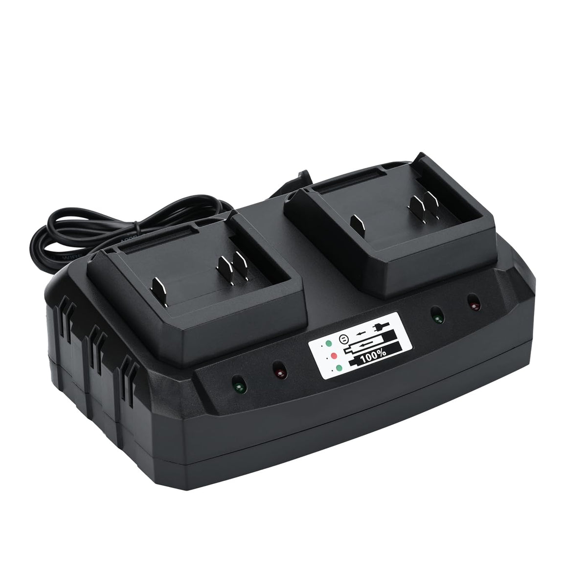 SHINTYOOL 21V dual-port charger front view with dual charging indicators