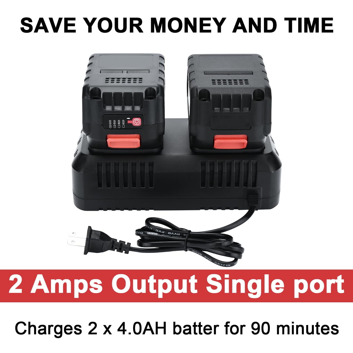 SHINTYOOL 21V charger charging two batteries simultaneously