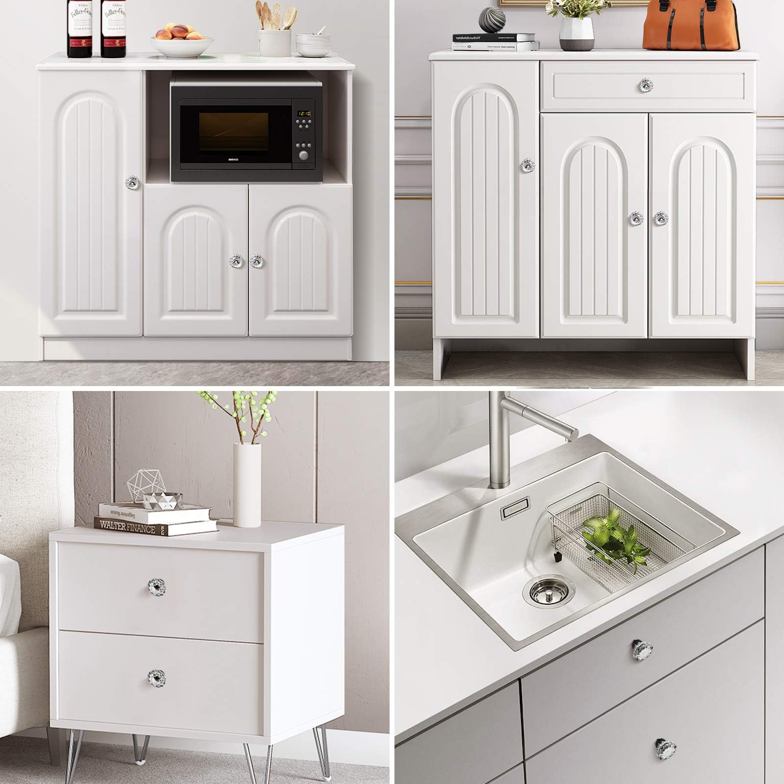 SHINY HANDLES easy-install knob set includes three screw types for flexible replacement.