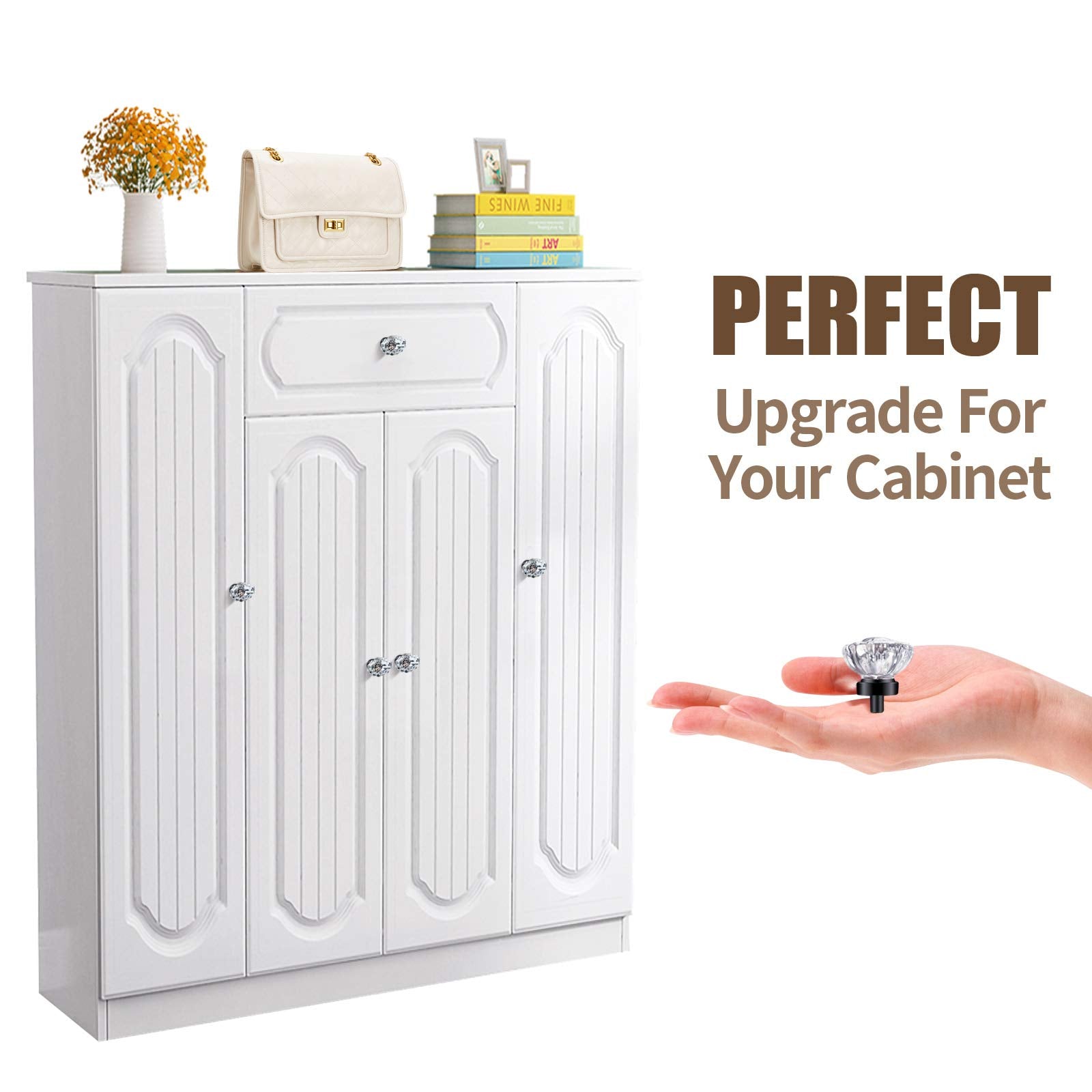 SHINY HANDLES vintage flower design knob adds classic elegance to dresser drawers.