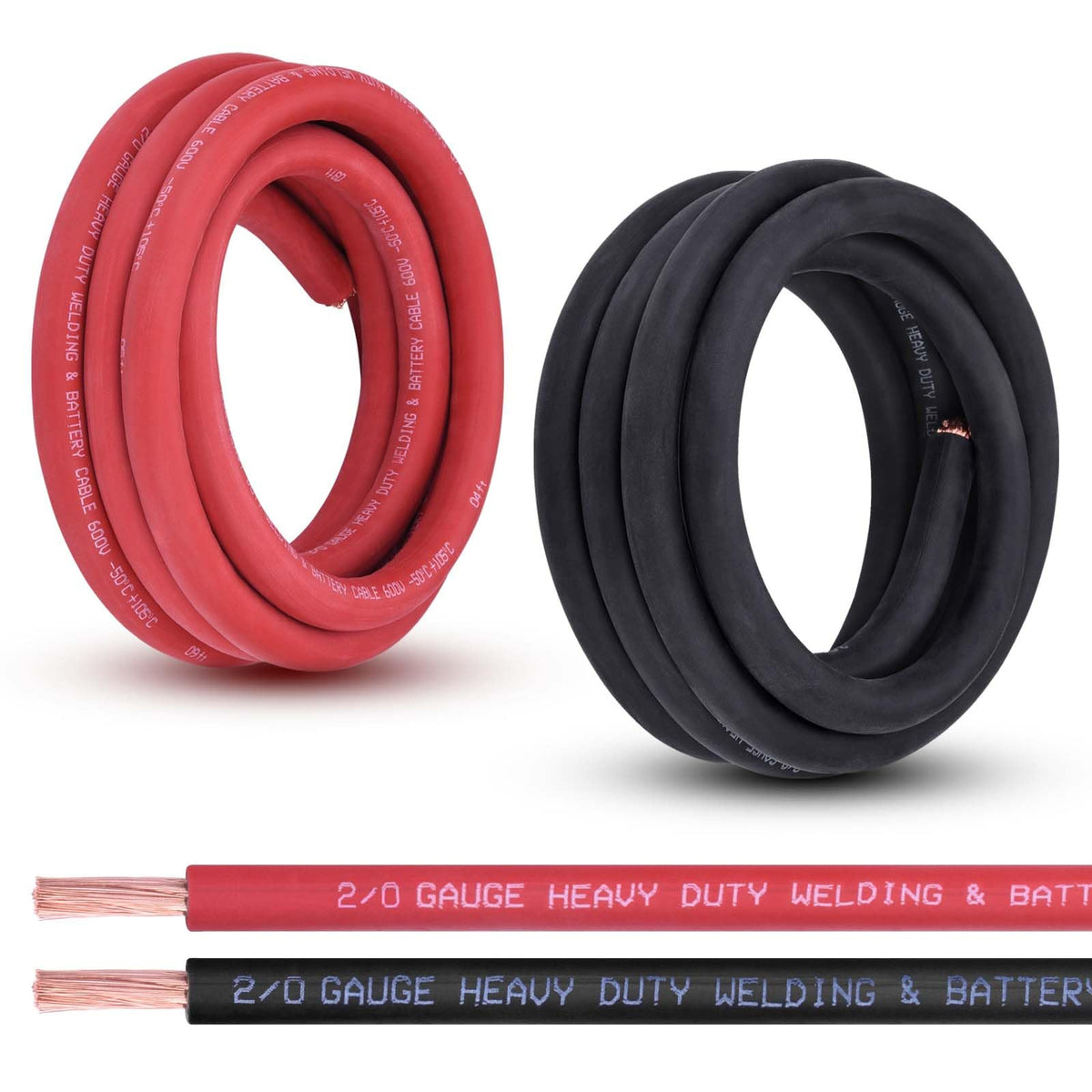 Shirbly 2/0 AWG battery cable red coil for high-current automotive connections.