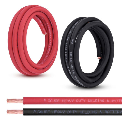 Shirbly 2-gauge battery cable red 10 ft for automotive connections.