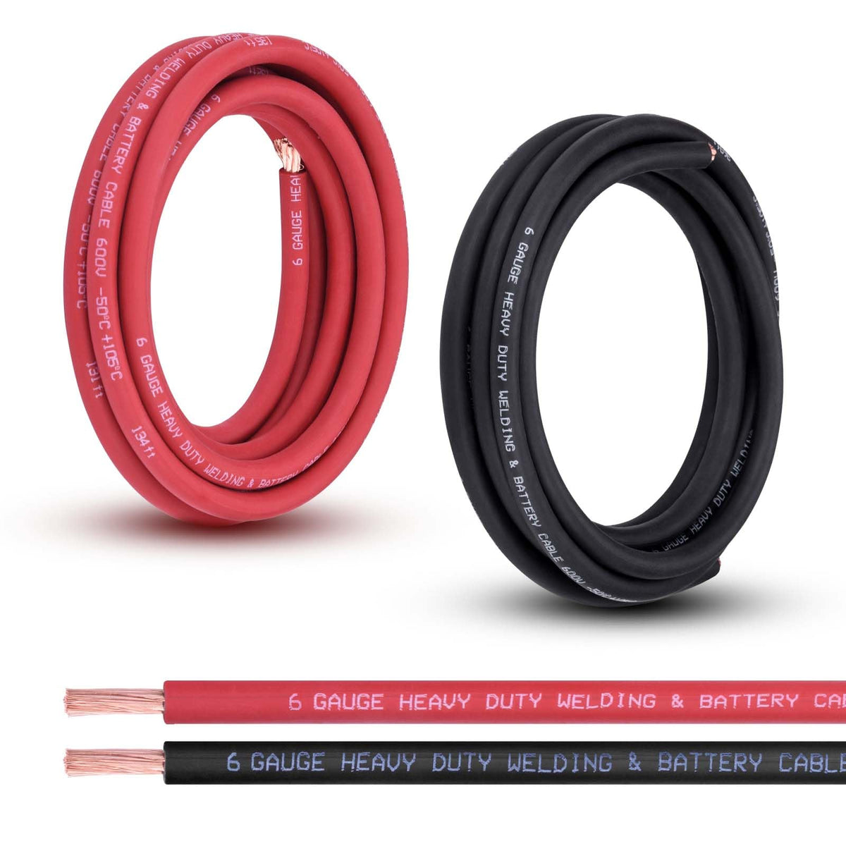 Shirbly red 6-gauge battery cable with durable insulation for automotive use
