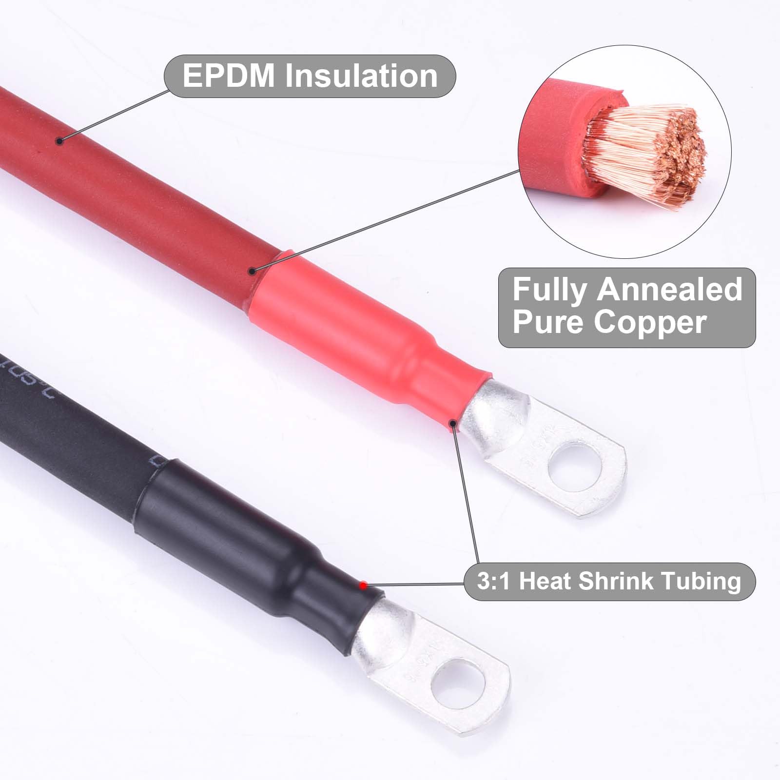 Shirbly copper lug with tin coating provides corrosion protection for outdoor and marine use.