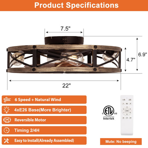 SHLUCE fan with caged blades adds safety and rustic style