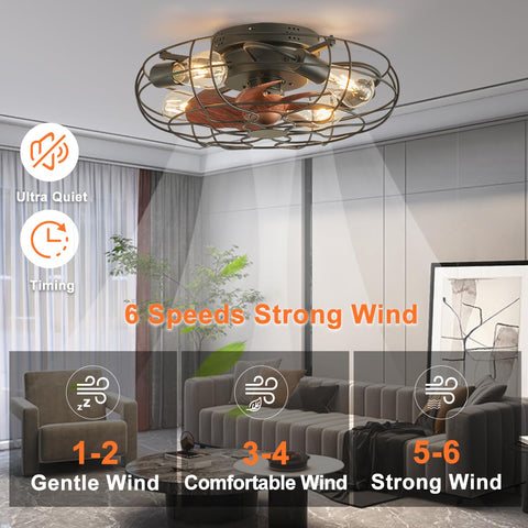 SHLUCE enclosed ceiling fan with lights keeps blades safe and clean during daily use.