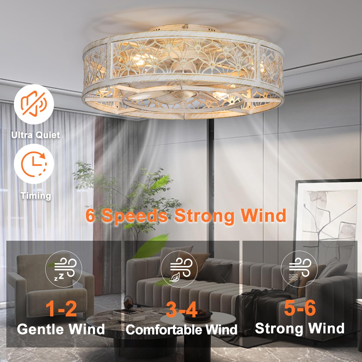 SHLUCE remote-control ceiling fan with light for easy adjustments from bed or couch.