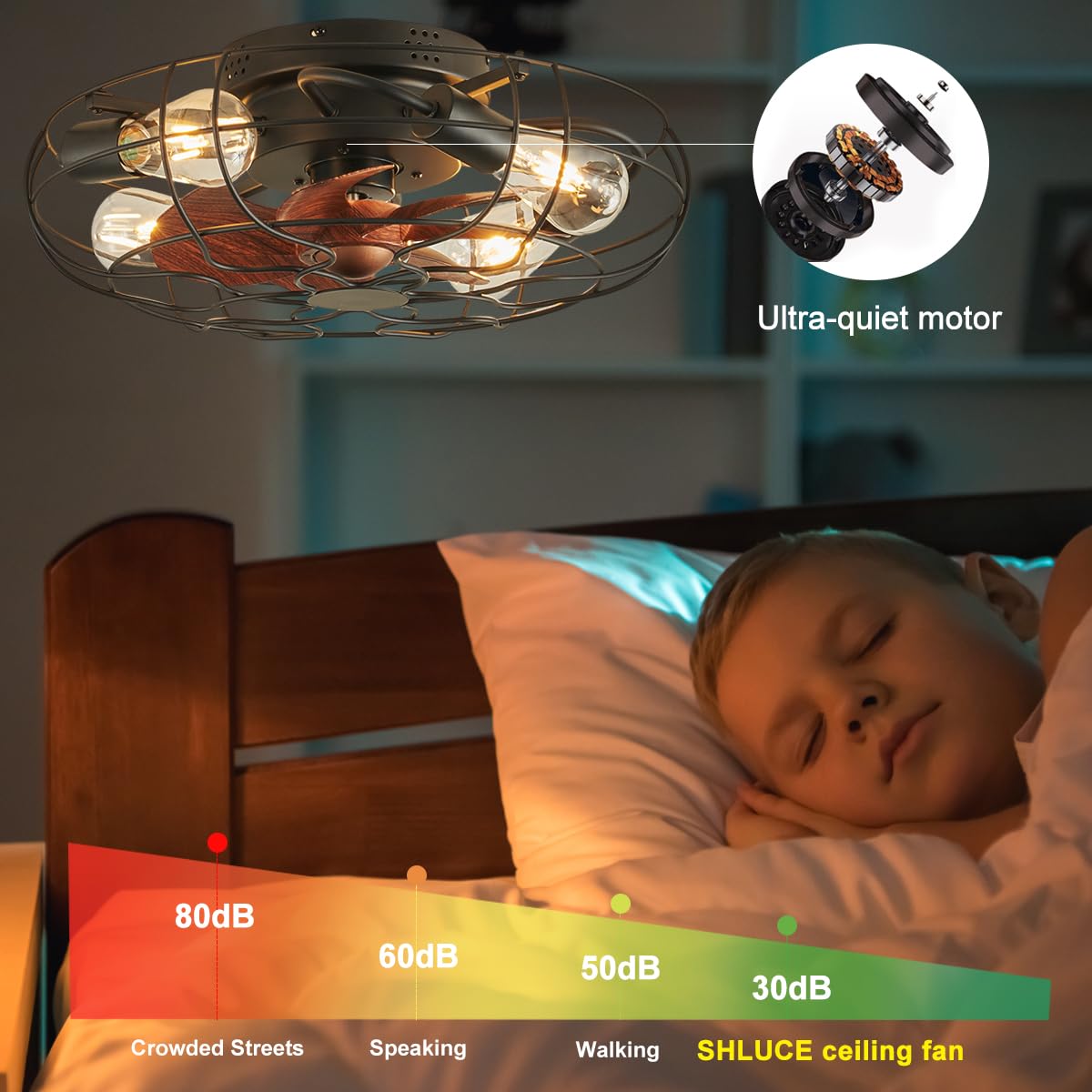 SHLUCE reversible motor ceiling fan circulates air across seasons.