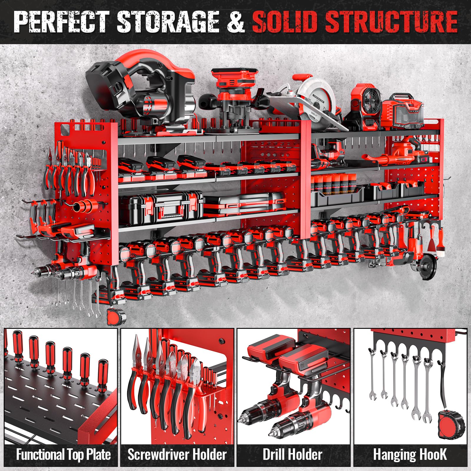 Shomextol 18 drill holders keep cordless tools within easy reach