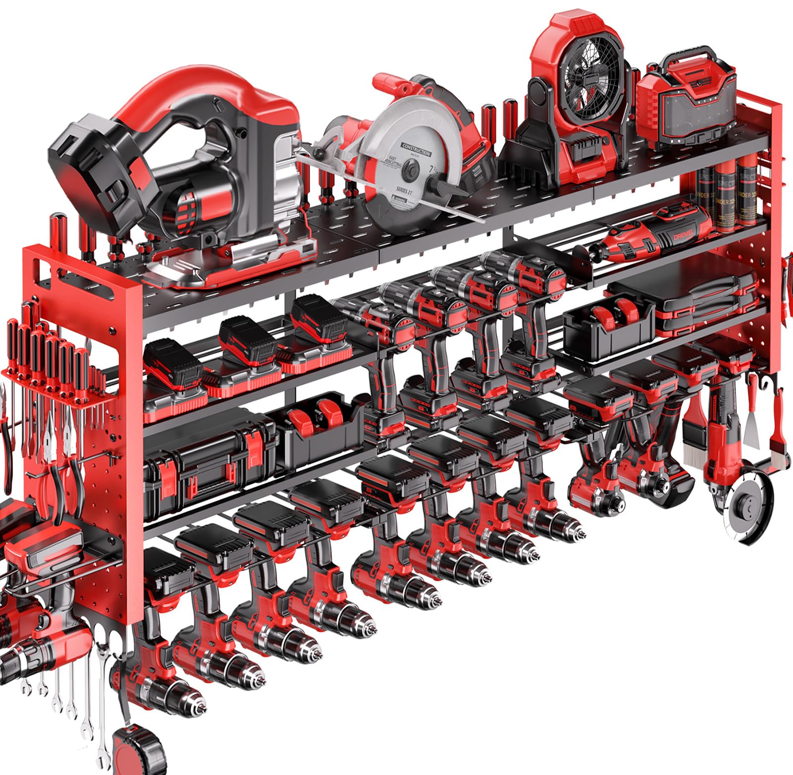 Shomextol 49.8-inch wall mount front view showing mega-capacity storage for bulky tools.