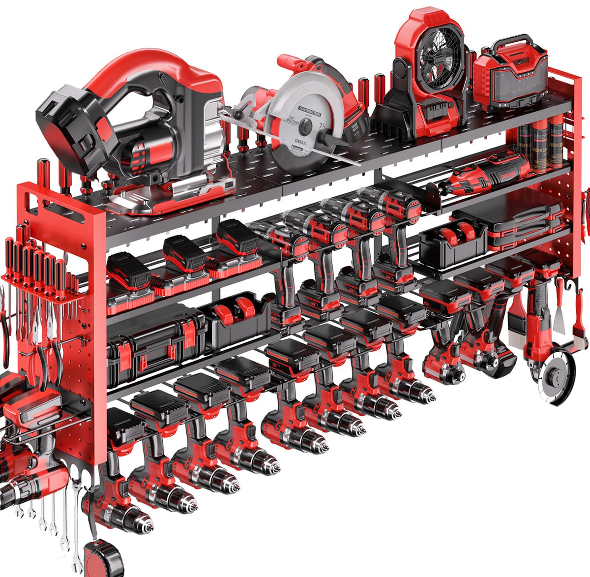 Shomextol 49.8-inch wall mount front view showing mega-capacity storage for bulky tools.