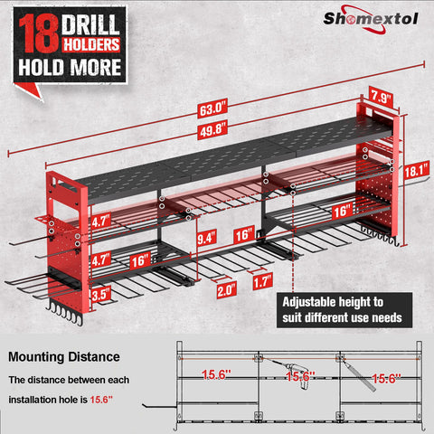 Shomextol wall mount side panels provide versatile hooks for hammers and wrenches.