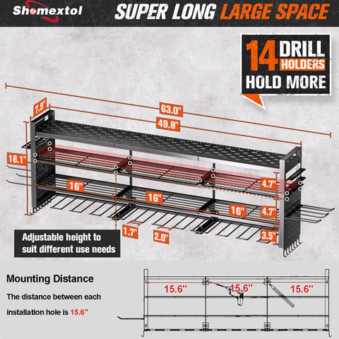 Shomextol four-layer tool rack offering wide storage for garage tools