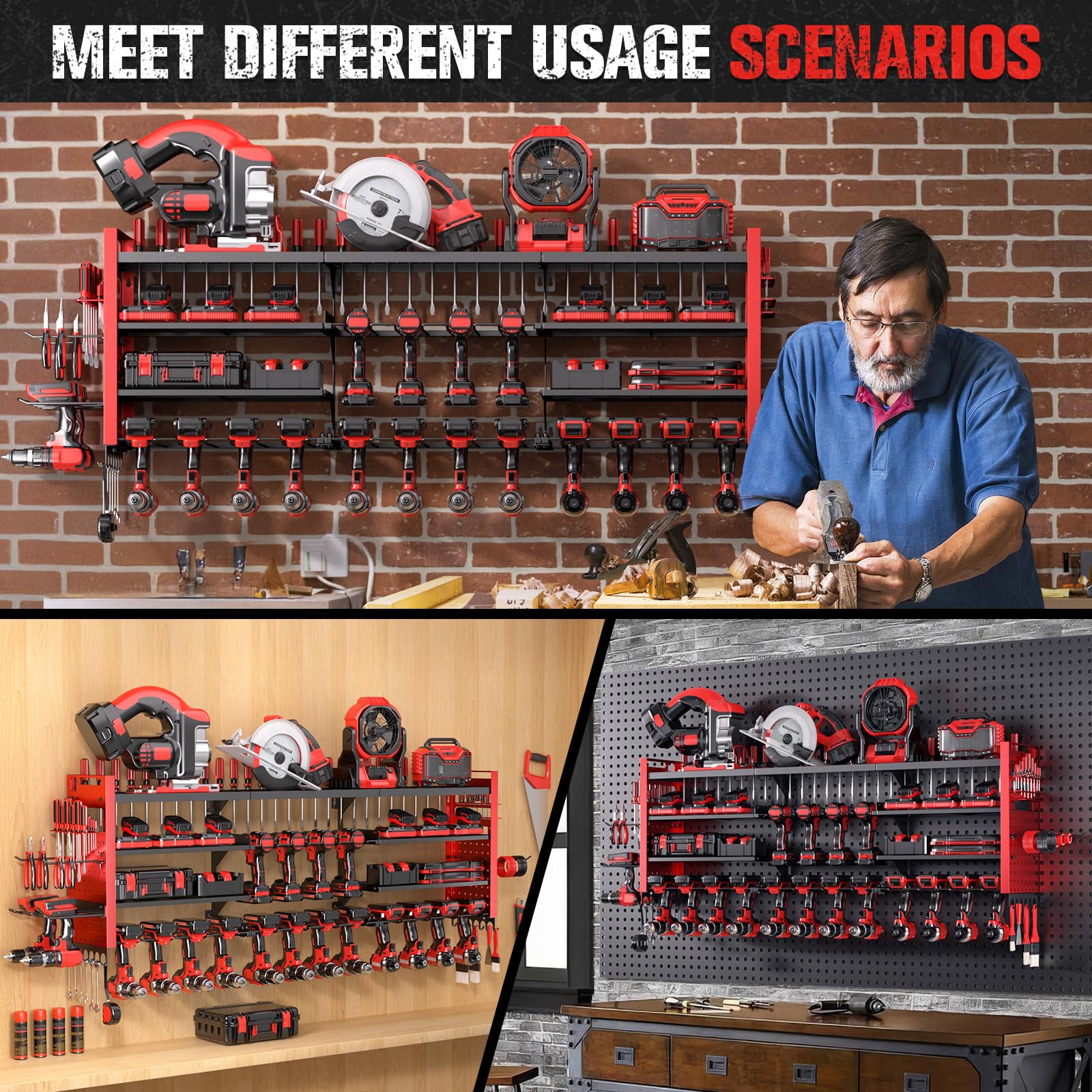 Shomextol modular tool organizer zones for easy tool placement and access.