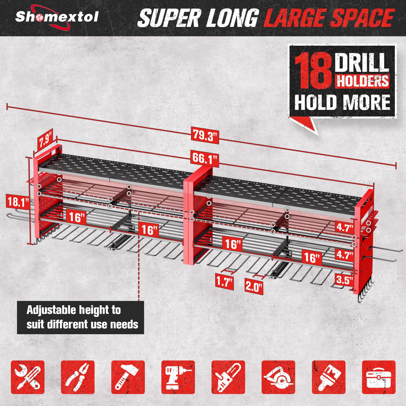 Shomextol universal installation works on concrete, brick, drywall, or wood