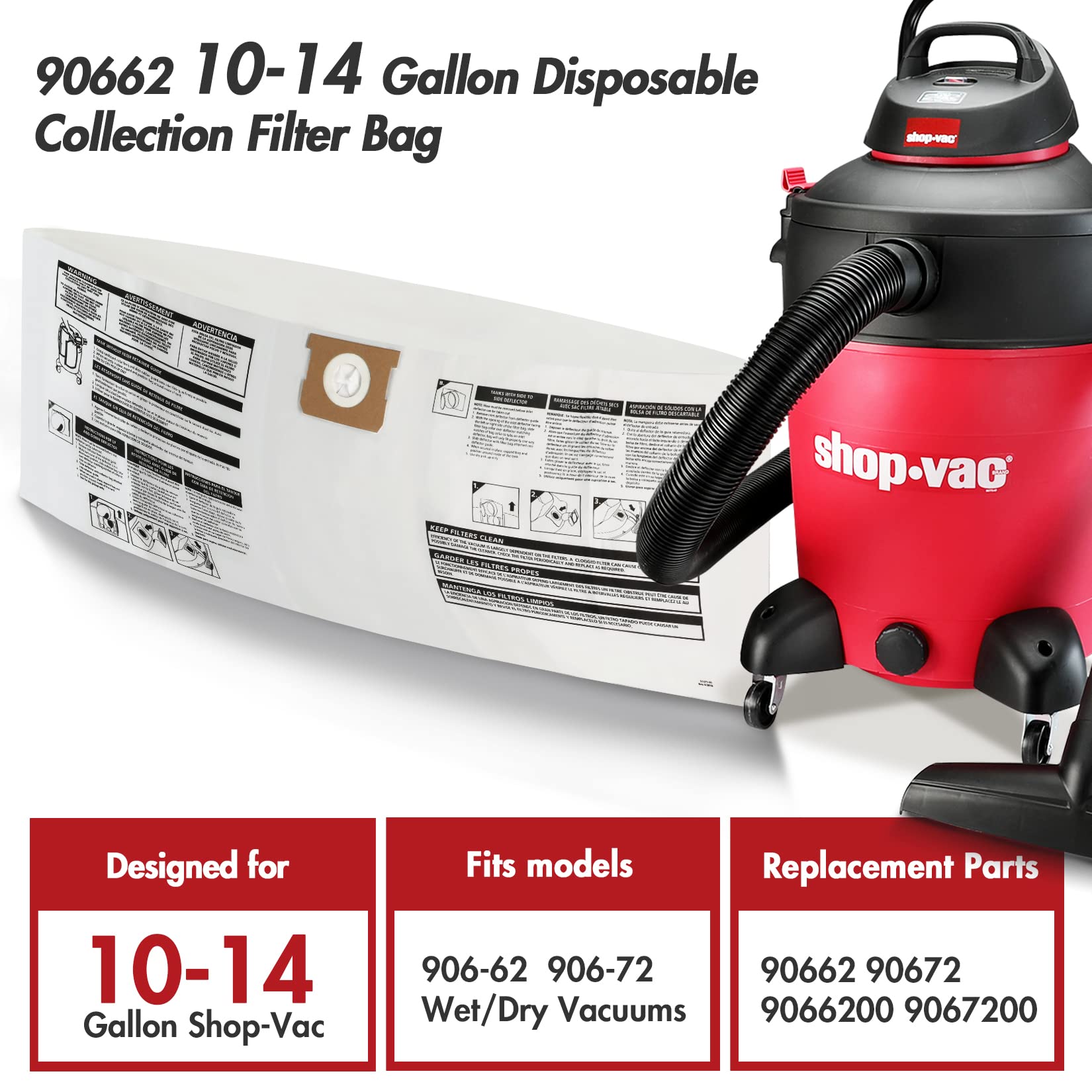 Shop-Vac 90662 note: dry pickup only compatibility shown.