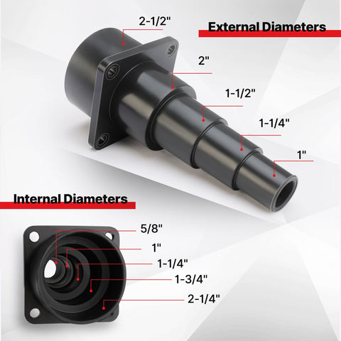 Shop-Vac adapter diameter range for adjustable hose fit
