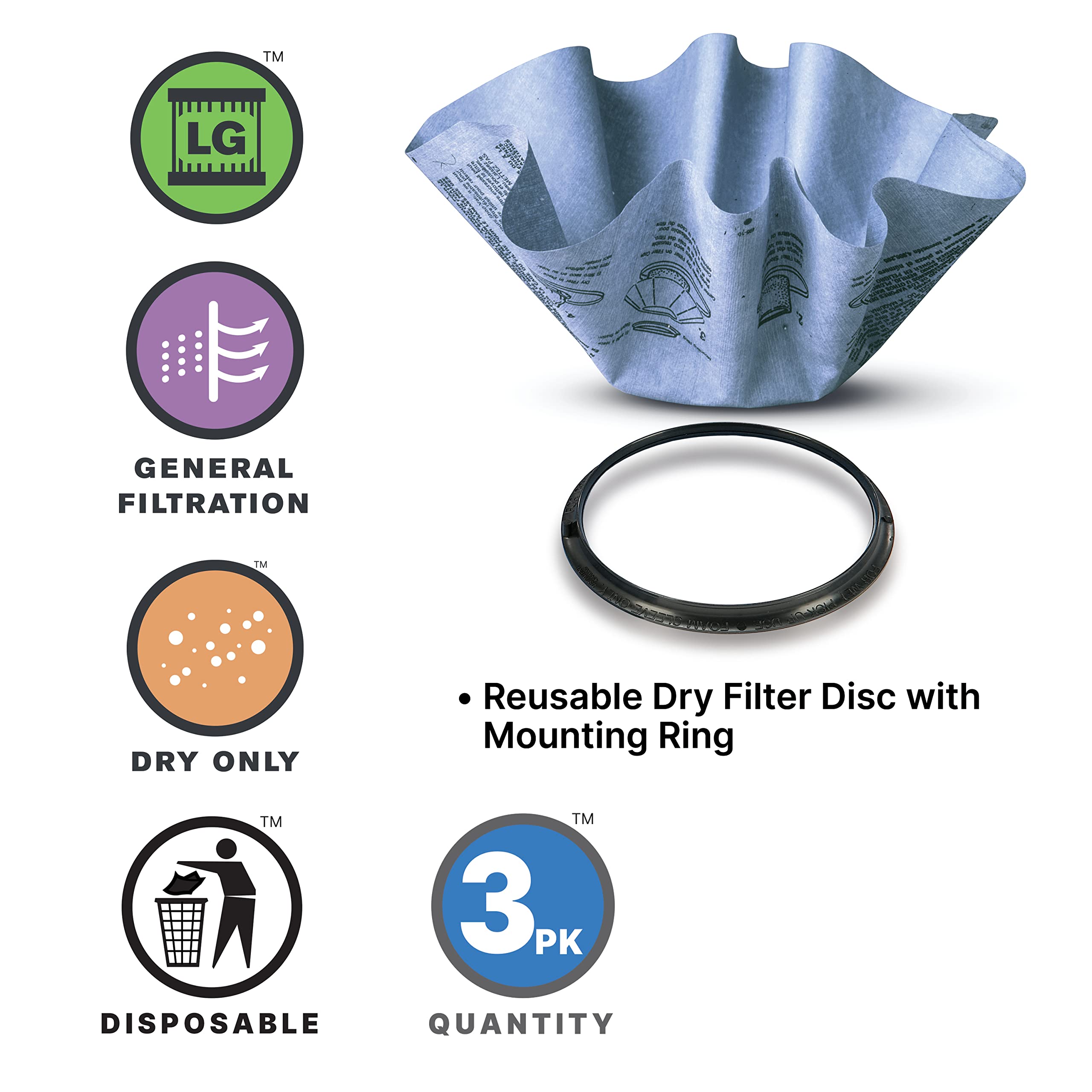 Pleated design of Shop-Vac cartridge filter improves filtration