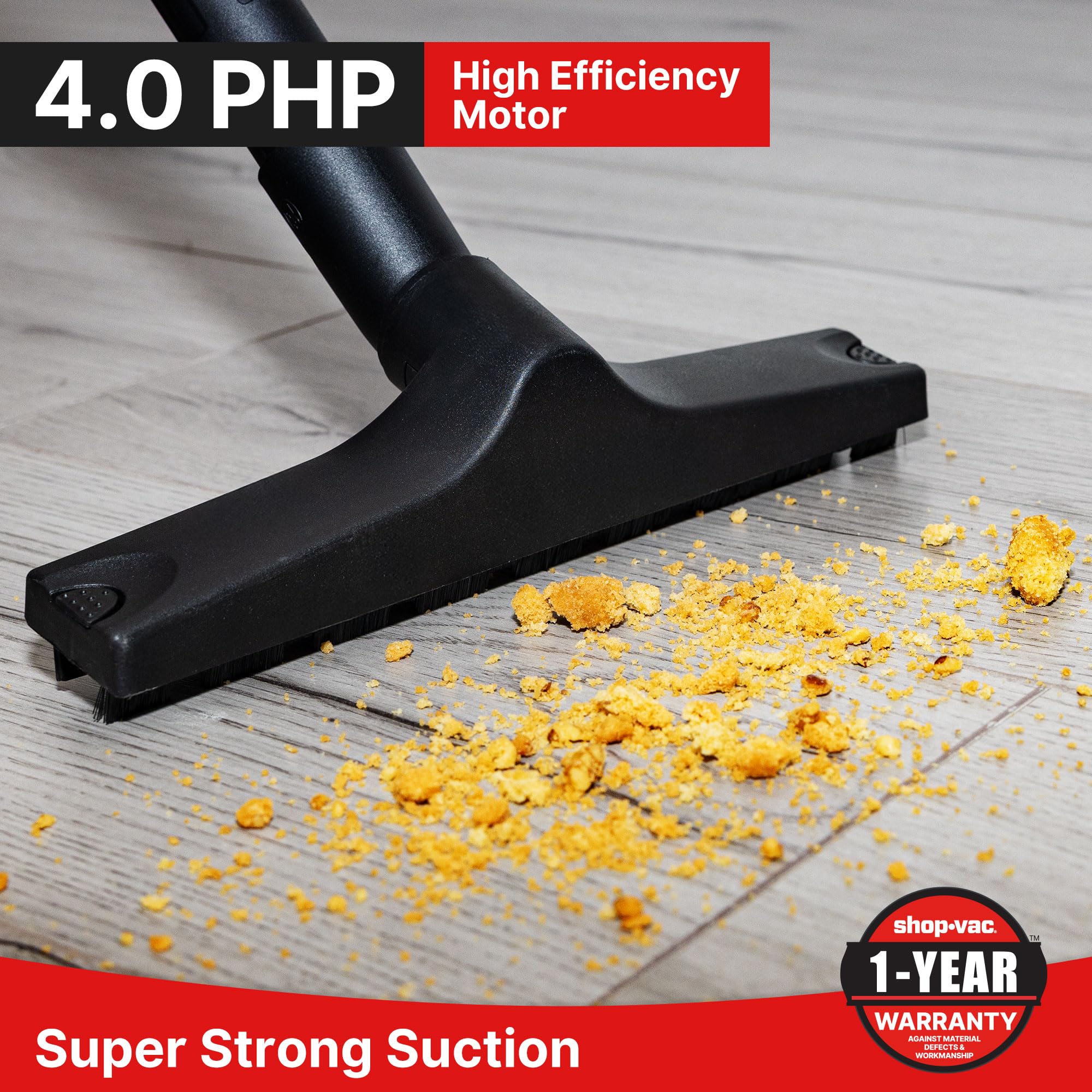 Shop-Vac extension wands and nozzles offer versatile cleaning.