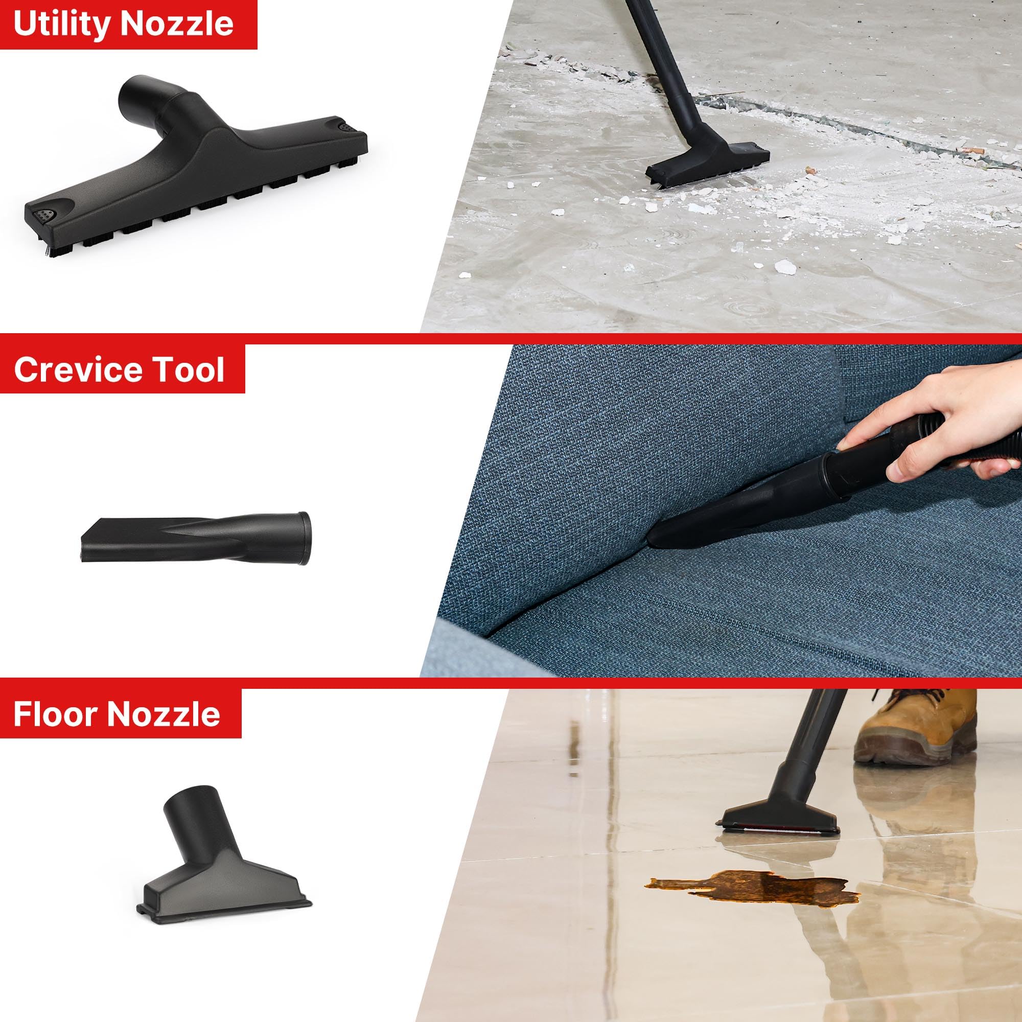 Shop-Vac portable wheels simplify moving between projects.